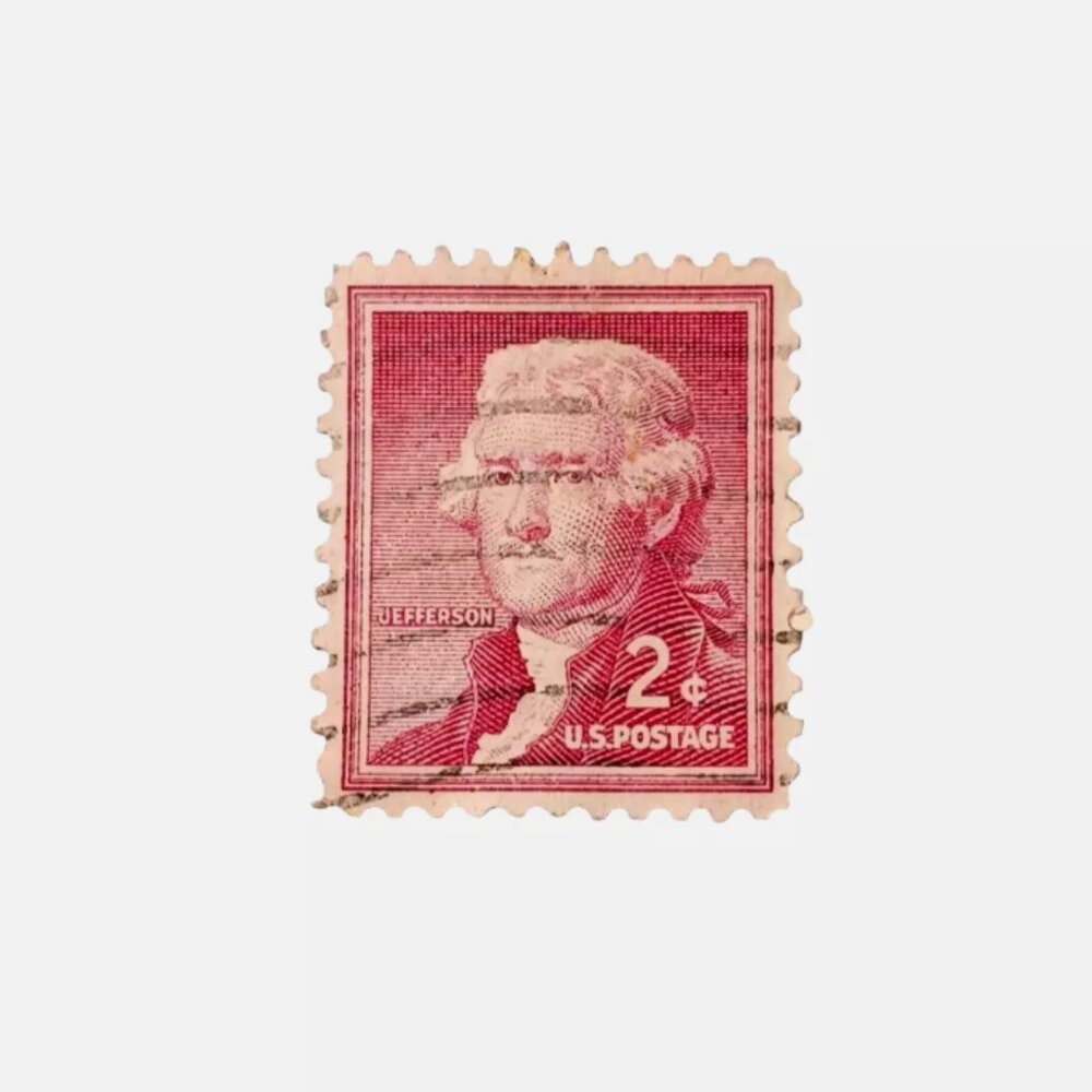 Thomas Jefferson 2 cent Postage Stamp Red Vintage Used